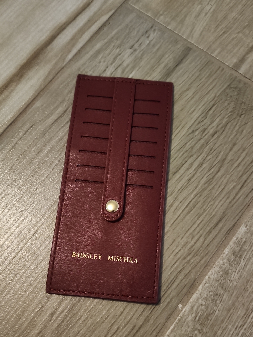 Badgley Mischka Burgundy Leather Card Organizer